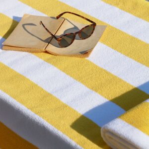 Drap de piscine Copacabana rayé blanc/jaune 510 grs/m² - Hôtel et spa professionnel Linvosges hôtellerie